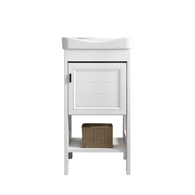 Modern Single Bath Vanity Freestanding White Metal Base Sink Vanity Bathroom Vanity 17"L x 14"W x 33"H Mirror Not Included Clearhalo 'Bathroom Remodel & Bathroom Fixtures' 'Bathroom Vanities' 'bathroom_vanities' 'Home Improvement' 'home_improvement' 'home_improvement_bathroom_vanities' 7375522