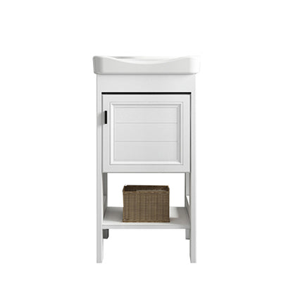 Modern Single Bath Vanity Freestanding White Metal Base Sink Vanity Bathroom Vanity 17"L x 14"W x 33"H Mirror Not Included Clearhalo 'Bathroom Remodel & Bathroom Fixtures' 'Bathroom Vanities' 'bathroom_vanities' 'Home Improvement' 'home_improvement' 'home_improvement_bathroom_vanities' 7375522