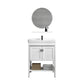 Modern Single Bath Vanity Freestanding White Metal Base Sink Vanity Vanity & Faucet & Mirrors 24"L x 16"W x 33"H Round Mirror Clearhalo 'Bathroom Remodel & Bathroom Fixtures' 'Bathroom Vanities' 'bathroom_vanities' 'Home Improvement' 'home_improvement' 'home_improvement_bathroom_vanities' 7375543