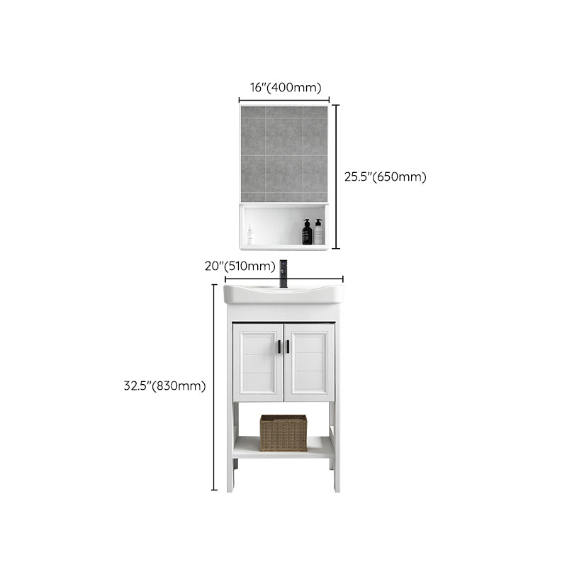 Modern Single Bath Vanity Freestanding White Metal Base Sink Vanity Clearhalo 'Bathroom Remodel & Bathroom Fixtures' 'Bathroom Vanities' 'bathroom_vanities' 'Home Improvement' 'home_improvement' 'home_improvement_bathroom_vanities' 7375550