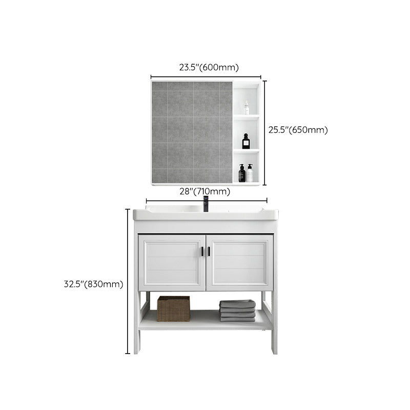 Modern Single Bath Vanity Freestanding White Metal Base Sink Vanity Clearhalo 'Bathroom Remodel & Bathroom Fixtures' 'Bathroom Vanities' 'bathroom_vanities' 'Home Improvement' 'home_improvement' 'home_improvement_bathroom_vanities' 7375552