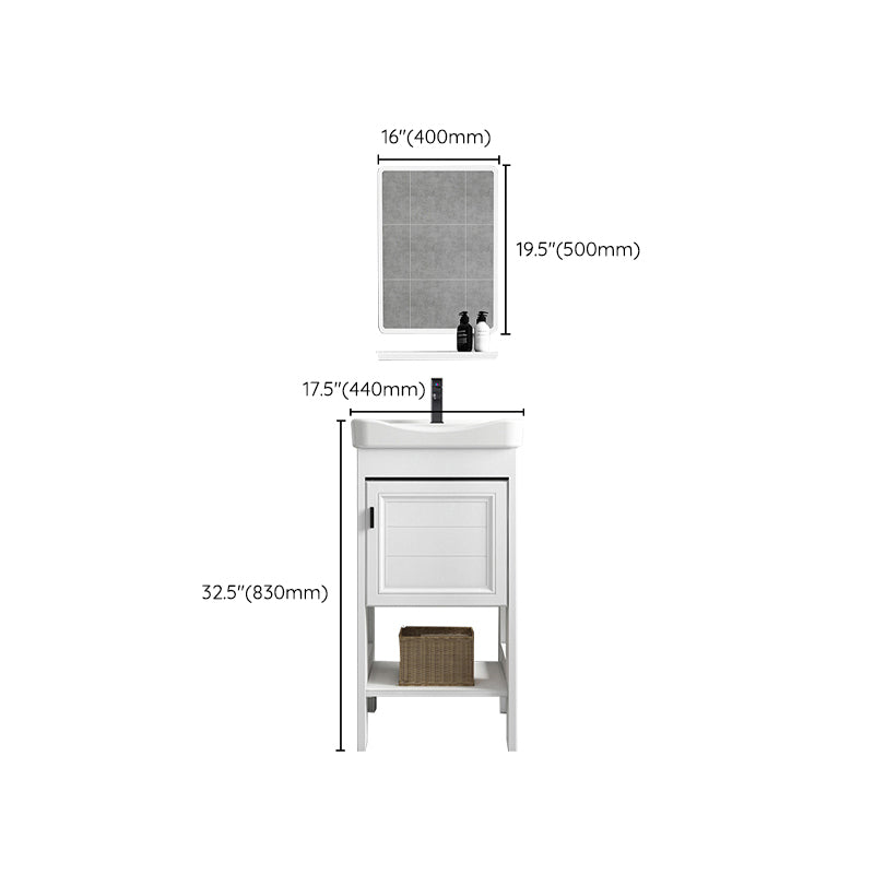 Modern Single Bath Vanity Freestanding White Metal Base Sink Vanity Clearhalo 'Bathroom Remodel & Bathroom Fixtures' 'Bathroom Vanities' 'bathroom_vanities' 'Home Improvement' 'home_improvement' 'home_improvement_bathroom_vanities' 7375554