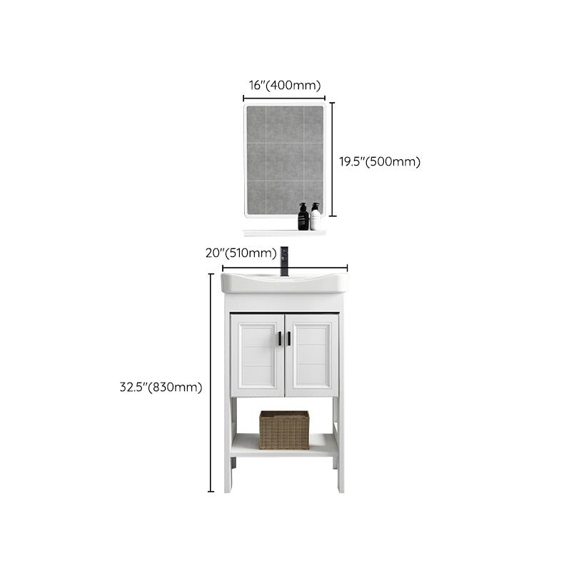 Modern Single Bath Vanity Freestanding White Metal Base Sink Vanity Clearhalo 'Bathroom Remodel & Bathroom Fixtures' 'Bathroom Vanities' 'bathroom_vanities' 'Home Improvement' 'home_improvement' 'home_improvement_bathroom_vanities' 7375555