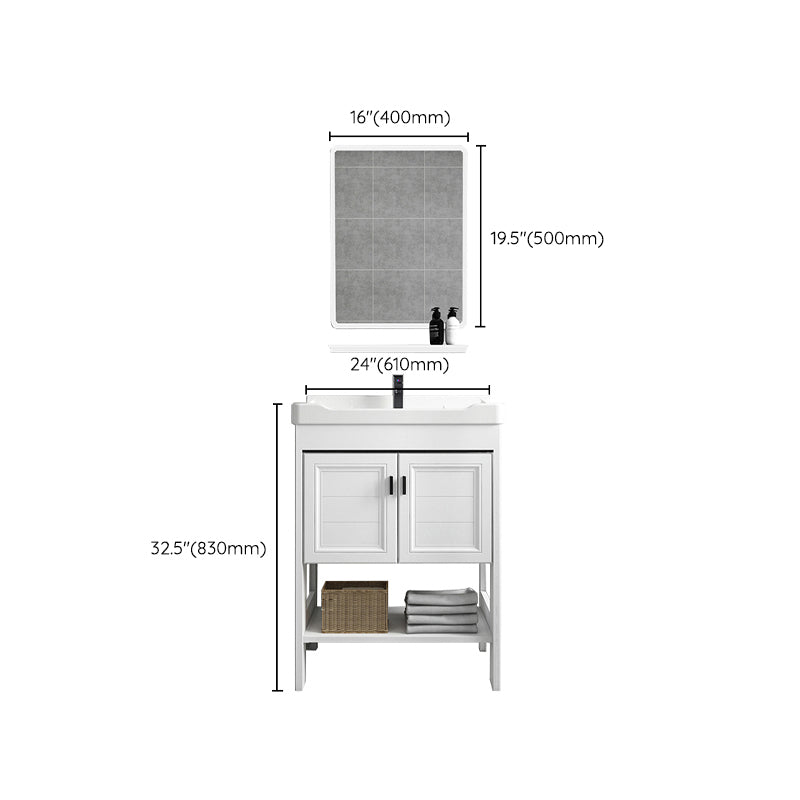 Modern Single Bath Vanity Freestanding White Metal Base Sink Vanity Clearhalo 'Bathroom Remodel & Bathroom Fixtures' 'Bathroom Vanities' 'bathroom_vanities' 'Home Improvement' 'home_improvement' 'home_improvement_bathroom_vanities' 7375556