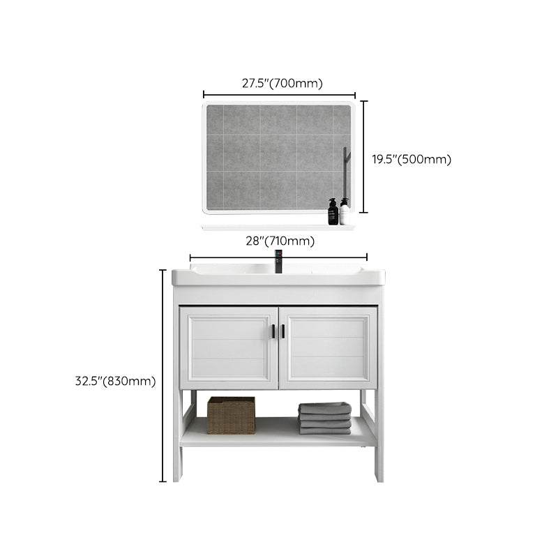 Modern Single Bath Vanity Freestanding White Metal Base Sink Vanity Clearhalo 'Bathroom Remodel & Bathroom Fixtures' 'Bathroom Vanities' 'bathroom_vanities' 'Home Improvement' 'home_improvement' 'home_improvement_bathroom_vanities' 7375557