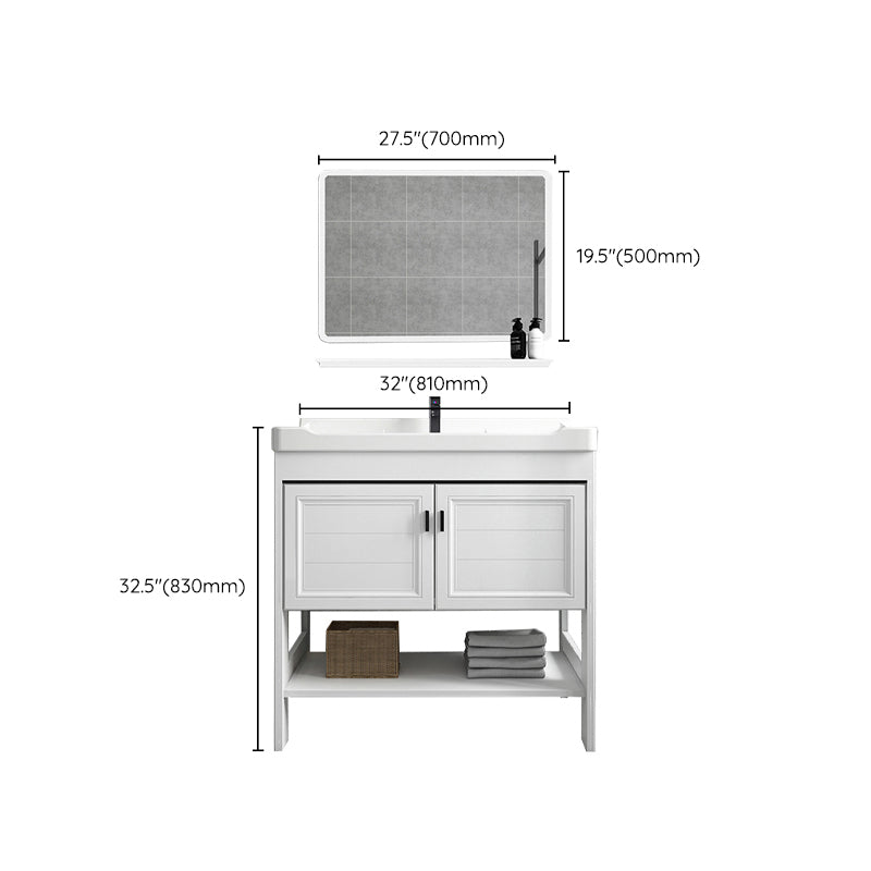 Modern Single Bath Vanity Freestanding White Metal Base Sink Vanity Clearhalo 'Bathroom Remodel & Bathroom Fixtures' 'Bathroom Vanities' 'bathroom_vanities' 'Home Improvement' 'home_improvement' 'home_improvement_bathroom_vanities' 7375558