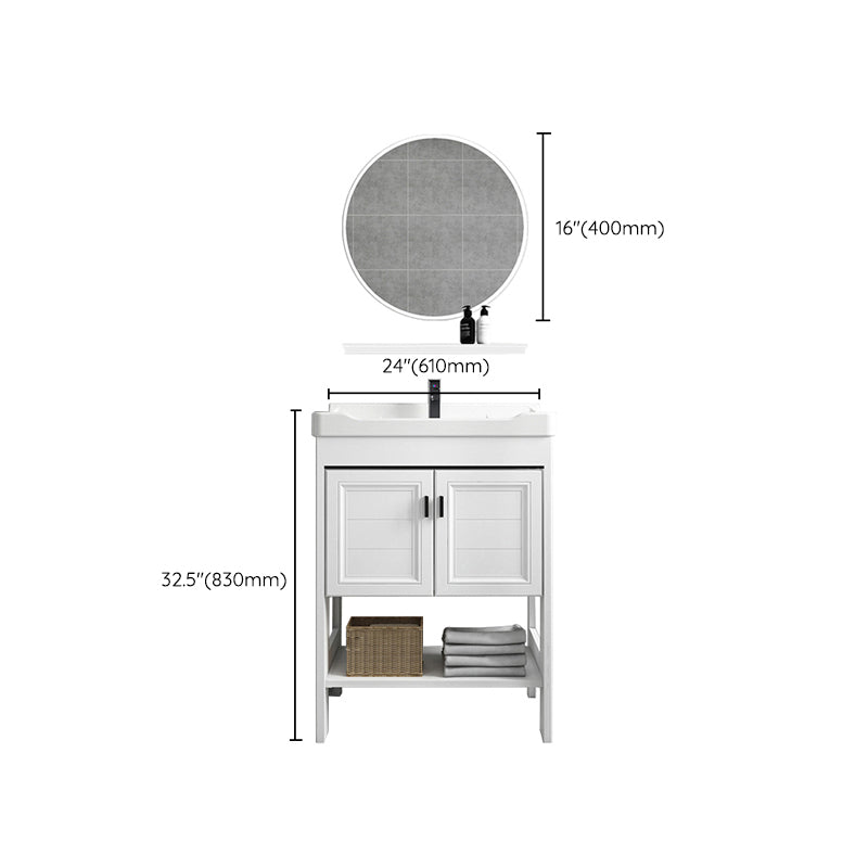 Modern Single Bath Vanity Freestanding White Metal Base Sink Vanity Clearhalo 'Bathroom Remodel & Bathroom Fixtures' 'Bathroom Vanities' 'bathroom_vanities' 'Home Improvement' 'home_improvement' 'home_improvement_bathroom_vanities' 7375561