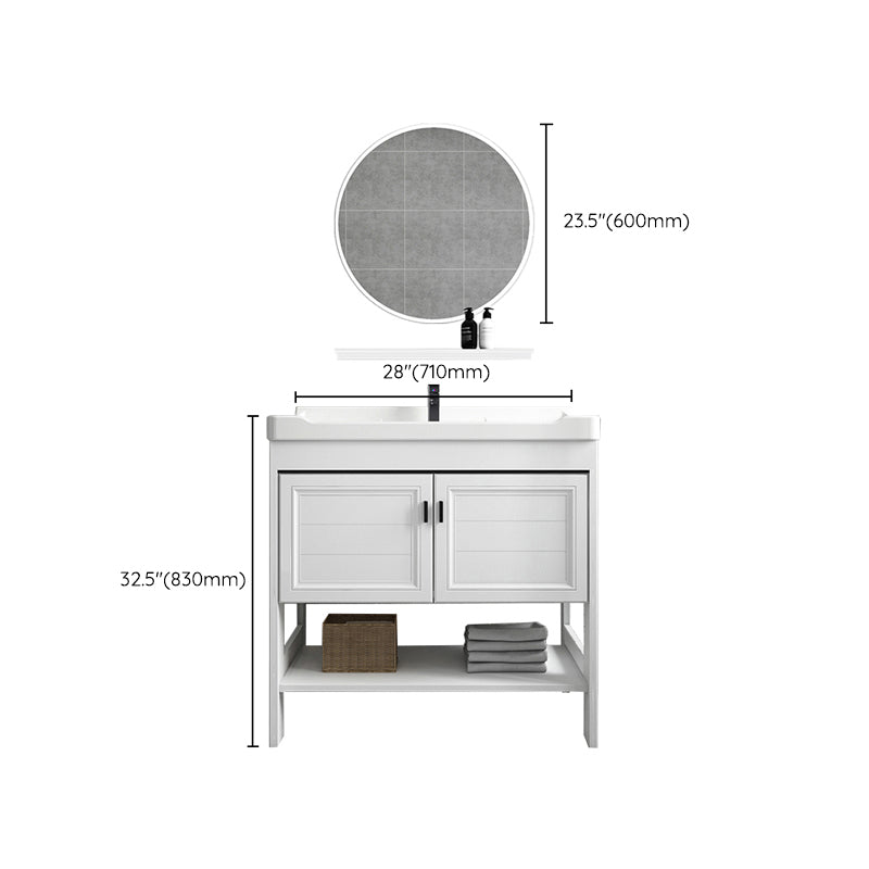 Modern Single Bath Vanity Freestanding White Metal Base Sink Vanity Clearhalo 'Bathroom Remodel & Bathroom Fixtures' 'Bathroom Vanities' 'bathroom_vanities' 'Home Improvement' 'home_improvement' 'home_improvement_bathroom_vanities' 7375562