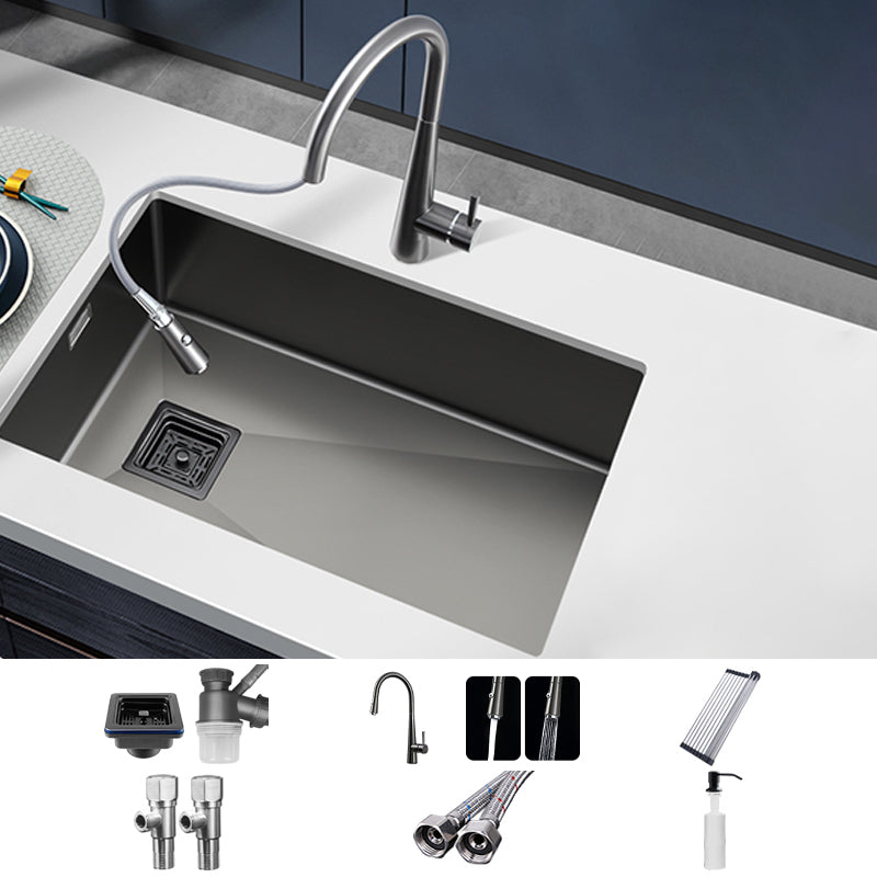 Soundproof Kitchen Sink Overflow Hole Design Kitchen Sink with Faucet Pure Copper Pull Out Faucet Clearhalo 'Home Improvement' 'home_improvement' 'home_improvement_kitchen_sinks' 'Kitchen Remodel & Kitchen Fixtures' 'Kitchen Sinks & Faucet Components' 'Kitchen Sinks' 'kitchen_sinks' 7375912