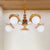 Modern Flared Chandelier Wood 5 Bulbs Restaurant Hanging Light Kit with Ball Cream Glass Shade Wood Clearhalo 'Carpenter Chandeliers' 'Ceiling Lights' 'Chandeliers' 'Industrial' 'Modern Chandeliers' 'Modern' Lighting' 737593