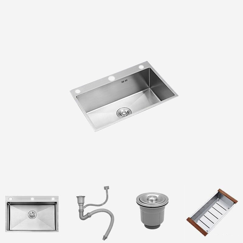 Single Bowl Kitchen Sink Stainless Steel Kitchen Sink with Strainer Sink Only None Clearhalo 'Home Improvement' 'home_improvement' 'home_improvement_kitchen_sinks' 'Kitchen Remodel & Kitchen Fixtures' 'Kitchen Sinks & Faucet Components' 'Kitchen Sinks' 'kitchen_sinks' 7375942
