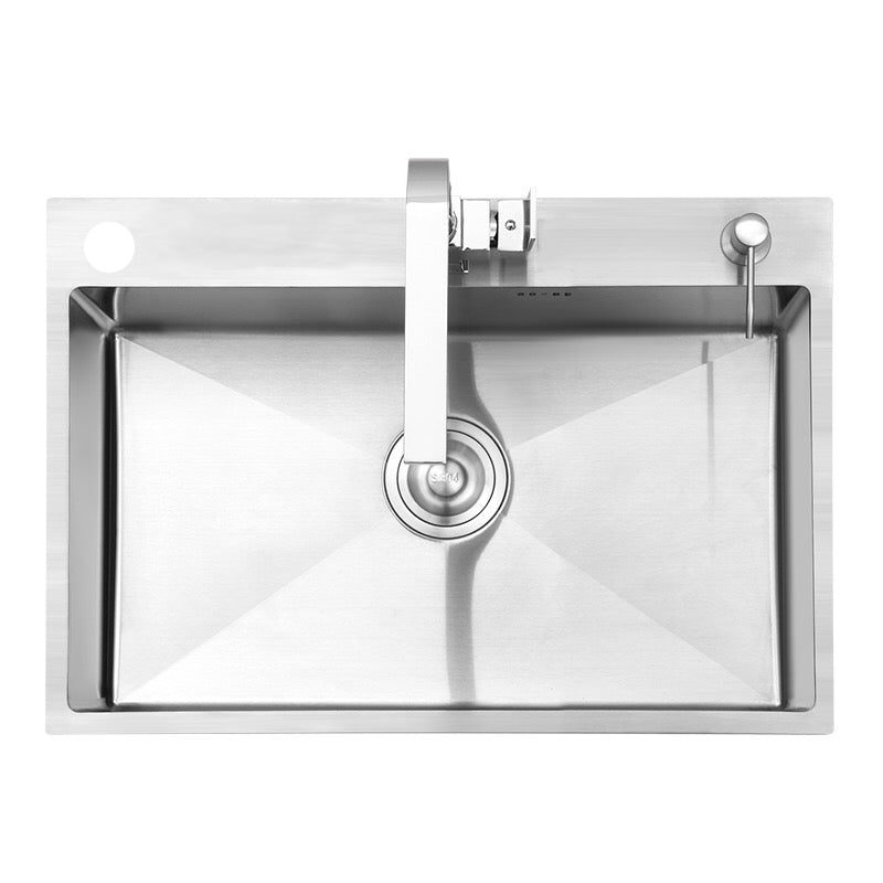 Single Bowl Kitchen Sink Stainless Steel Kitchen Sink with Strainer Clearhalo 'Home Improvement' 'home_improvement' 'home_improvement_kitchen_sinks' 'Kitchen Remodel & Kitchen Fixtures' 'Kitchen Sinks & Faucet Components' 'Kitchen Sinks' 'kitchen_sinks' 7375950