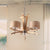 Beige Radial Ceiling Chandelier Modernist 3/6 Lights Wood Suspended Pendant Lamp with Shade 3 Wood Clearhalo 'Carpenter Chandeliers' 'Ceiling Lights' 'Chandeliers' 'Industrial' 'Modern Chandeliers' 'Modern' Lighting' 737601