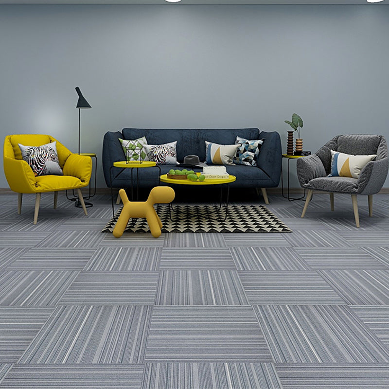 Modern Carpet Floor Tile Level Loop Glue Down Fade Resistant Carpet Tiles Silver Gray 40-Piece Set Clearhalo 'Carpet Tiles & Carpet Squares' 'carpet_tiles_carpet_squares' 'Flooring 'Home Improvement' 'home_improvement' 'home_improvement_carpet_tiles_carpet_squares' Walls and Ceiling' 7376044