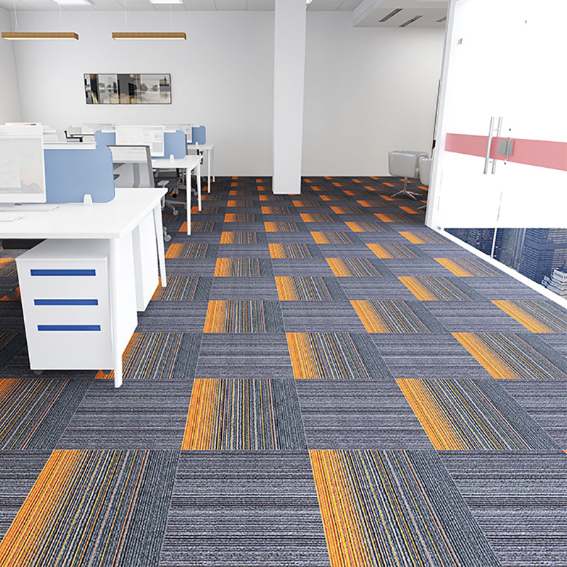 Modern Carpet Floor Tile Level Loop Glue Down Fade Resistant Carpet Tiles Gray-Orange 40-Piece Set Asphalt Clearhalo 'Carpet Tiles & Carpet Squares' 'carpet_tiles_carpet_squares' 'Flooring 'Home Improvement' 'home_improvement' 'home_improvement_carpet_tiles_carpet_squares' Walls and Ceiling' 7376062