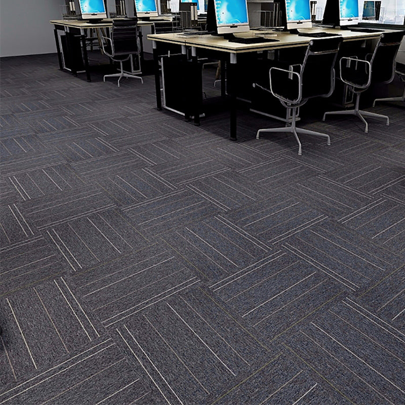 Modern Carpet Floor Tile Level Loop Glue Down Fade Resistant Carpet Tiles Gray White Striped 40-Piece Set Clearhalo 'Carpet Tiles & Carpet Squares' 'carpet_tiles_carpet_squares' 'Flooring 'Home Improvement' 'home_improvement' 'home_improvement_carpet_tiles_carpet_squares' Walls and Ceiling' 7376073