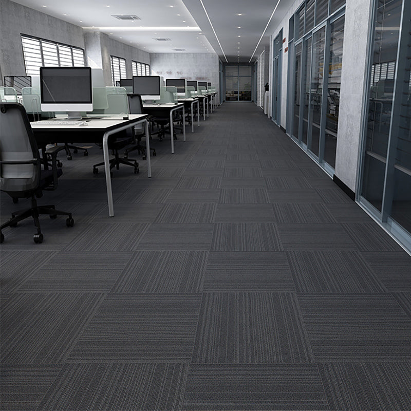 Modern Carpet Floor Tile Level Loop Glue Down Fade Resistant Carpet Tiles Black 40-Piece Set Asphalt Clearhalo 'Carpet Tiles & Carpet Squares' 'carpet_tiles_carpet_squares' 'Flooring 'Home Improvement' 'home_improvement' 'home_improvement_carpet_tiles_carpet_squares' Walls and Ceiling' 7376074