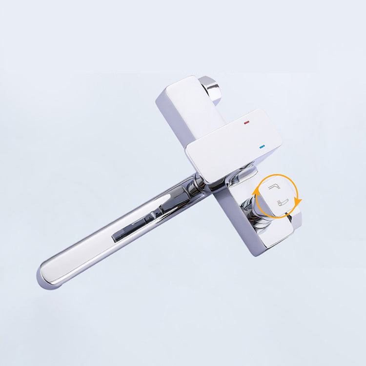 Chrome Polished Bathroom Faucet Wall Mount Swivel Spout with Handheld Shower Clearhalo 'Bathroom Remodel & Bathroom Fixtures' 'Bathtub Faucets' 'bathtub_faucets' 'Home Improvement' 'home_improvement' 'home_improvement_bathtub_faucets' 7376093