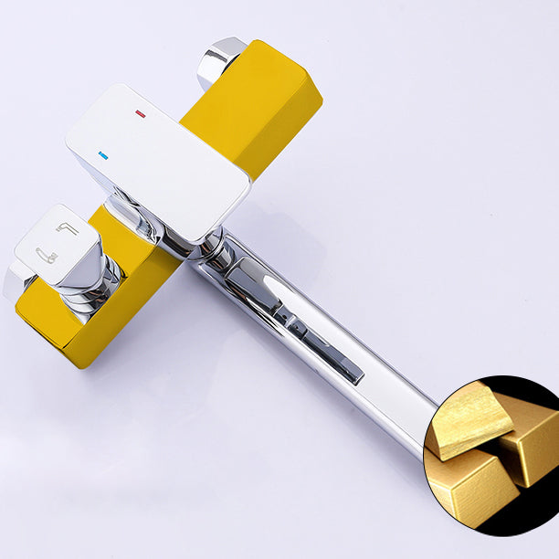 Chrome Polished Bathroom Faucet Wall Mount Swivel Spout with Handheld Shower Clearhalo 'Bathroom Remodel & Bathroom Fixtures' 'Bathtub Faucets' 'bathtub_faucets' 'Home Improvement' 'home_improvement' 'home_improvement_bathtub_faucets' 7376097