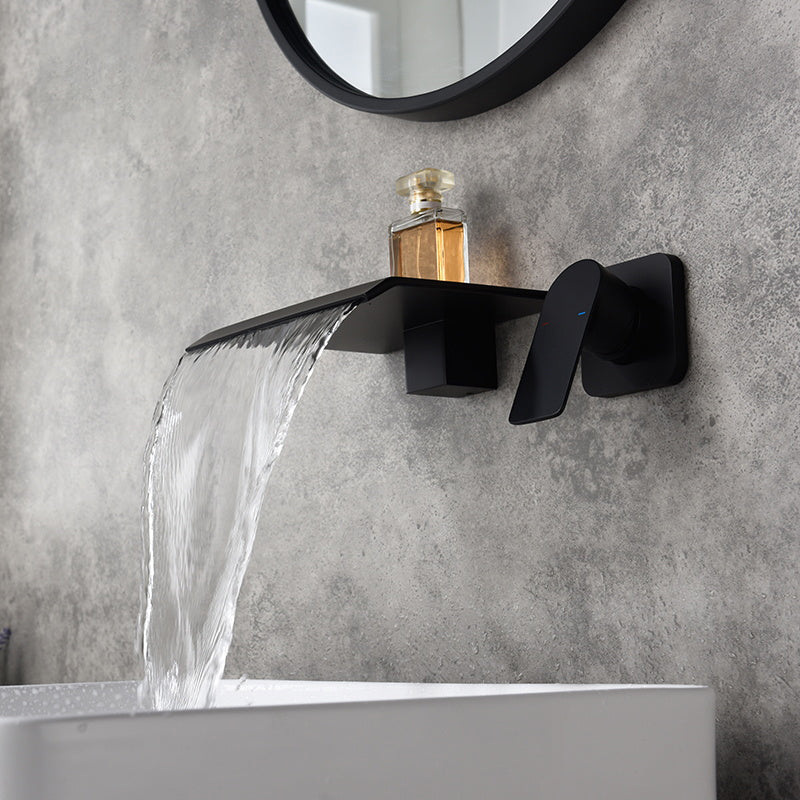 Fixed Roman Tub Faucet Trim Single Handle Wall Mounted Waterfall Tub Filler Clearhalo 'Bathroom Remodel & Bathroom Fixtures' 'Bathtub Faucets' 'bathtub_faucets' 'Home Improvement' 'home_improvement' 'home_improvement_bathtub_faucets' 7376156