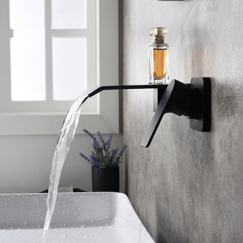 Fixed Roman Tub Faucet Trim Single Handle Wall Mounted Waterfall Tub Filler Clearhalo 'Bathroom Remodel & Bathroom Fixtures' 'Bathtub Faucets' 'bathtub_faucets' 'Home Improvement' 'home_improvement' 'home_improvement_bathtub_faucets' 7376157