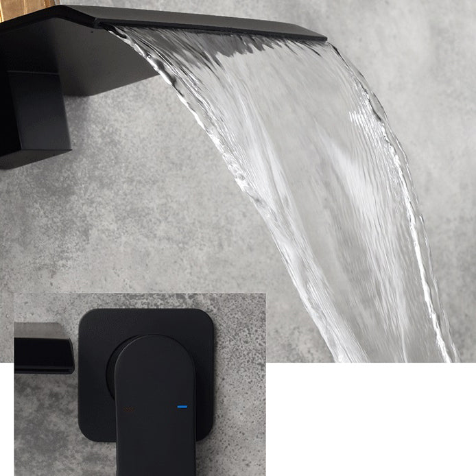 Fixed Roman Tub Faucet Trim Single Handle Wall Mounted Waterfall Tub Filler Clearhalo 'Bathroom Remodel & Bathroom Fixtures' 'Bathtub Faucets' 'bathtub_faucets' 'Home Improvement' 'home_improvement' 'home_improvement_bathtub_faucets' 7376160