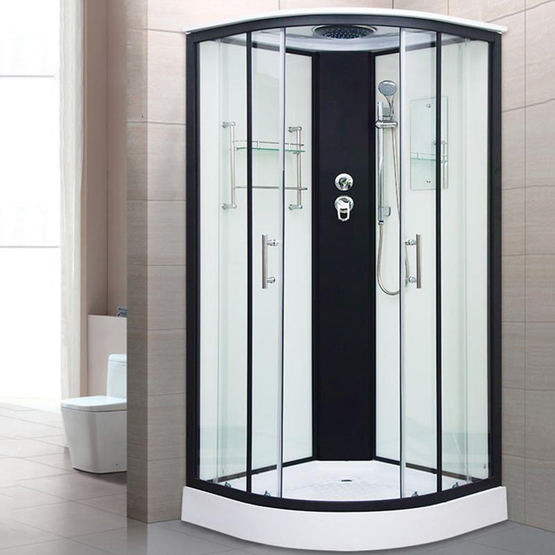 Framed Double Sliding Shower Kit Neo-Round Black Shower Stall Clearhalo 'Bathroom Remodel & Bathroom Fixtures' 'Home Improvement' 'home_improvement' 'home_improvement_shower_stalls_enclosures' 'Shower Stalls & Enclosures' 'shower_stalls_enclosures' 'Showers & Bathtubs' 7376487