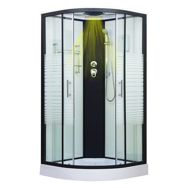 Framed Double Sliding Shower Kit Neo-Round Black Shower Stall 43"L x 43"W x 87"H No Folding Seat Yes Clearhalo 'Bathroom Remodel & Bathroom Fixtures' 'Home Improvement' 'home_improvement' 'home_improvement_shower_stalls_enclosures' 'Shower Stalls & Enclosures' 'shower_stalls_enclosures' 'Showers & Bathtubs' 7376488