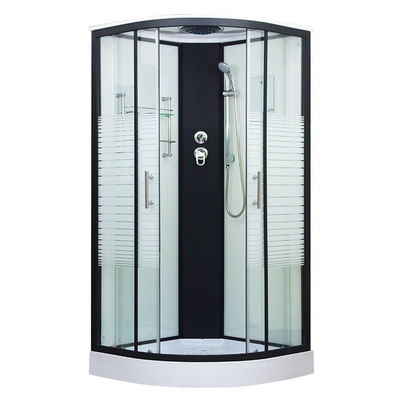 Framed Double Sliding Shower Kit Neo-Round Black Shower Stall 39.4"L x 39.4"W x 82.7"H No Folding Seat 否 Clearhalo 'Bathroom Remodel & Bathroom Fixtures' 'Home Improvement' 'home_improvement' 'home_improvement_shower_stalls_enclosures' 'Shower Stalls & Enclosures' 'shower_stalls_enclosures' 'Showers & Bathtubs' 7376489