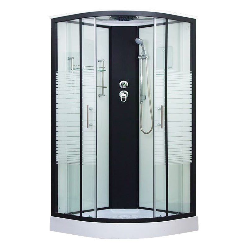 Framed Double Sliding Shower Kit Neo-Round Black Shower Stall 47"L x 47"W x 83"H No Folding Seat 否 Clearhalo 'Bathroom Remodel & Bathroom Fixtures' 'Home Improvement' 'home_improvement' 'home_improvement_shower_stalls_enclosures' 'Shower Stalls & Enclosures' 'shower_stalls_enclosures' 'Showers & Bathtubs' 7376492