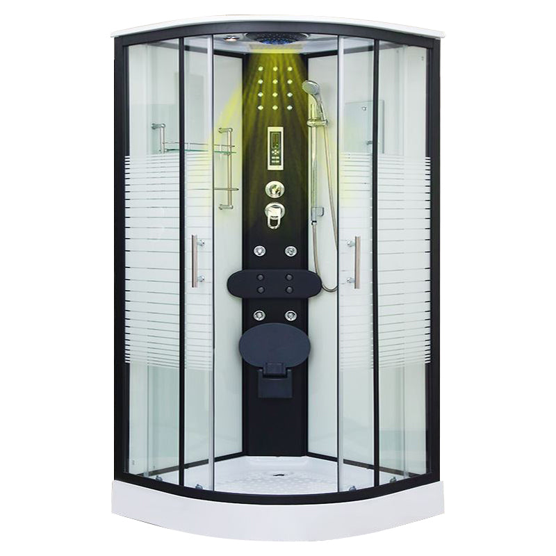 Framed Double Sliding Shower Kit Neo-Round Black Shower Stall 47"L x 47"W x 87"H Folding Seat Included Yes Clearhalo 'Bathroom Remodel & Bathroom Fixtures' 'Home Improvement' 'home_improvement' 'home_improvement_shower_stalls_enclosures' 'Shower Stalls & Enclosures' 'shower_stalls_enclosures' 'Showers & Bathtubs' 7376493
