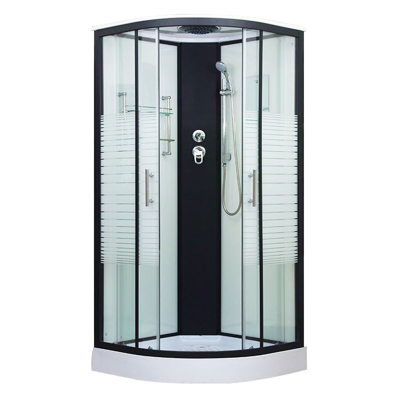 Framed Double Sliding Shower Kit Neo-Round Black Shower Stall 35.4"L x 35.4"W x 82.7"H No Folding Seat 否 Clearhalo 'Bathroom Remodel & Bathroom Fixtures' 'Home Improvement' 'home_improvement' 'home_improvement_shower_stalls_enclosures' 'Shower Stalls & Enclosures' 'shower_stalls_enclosures' 'Showers & Bathtubs' 7376498