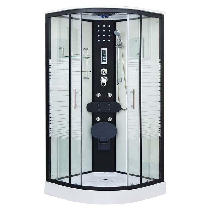 Framed Double Sliding Shower Kit Neo-Round Black Shower Stall 43.3"L x 43.3"W x 82.7"H Folding Seat Included 否 Clearhalo 'Bathroom Remodel & Bathroom Fixtures' 'Home Improvement' 'home_improvement' 'home_improvement_shower_stalls_enclosures' 'Shower Stalls & Enclosures' 'shower_stalls_enclosures' 'Showers & Bathtubs' 7376499