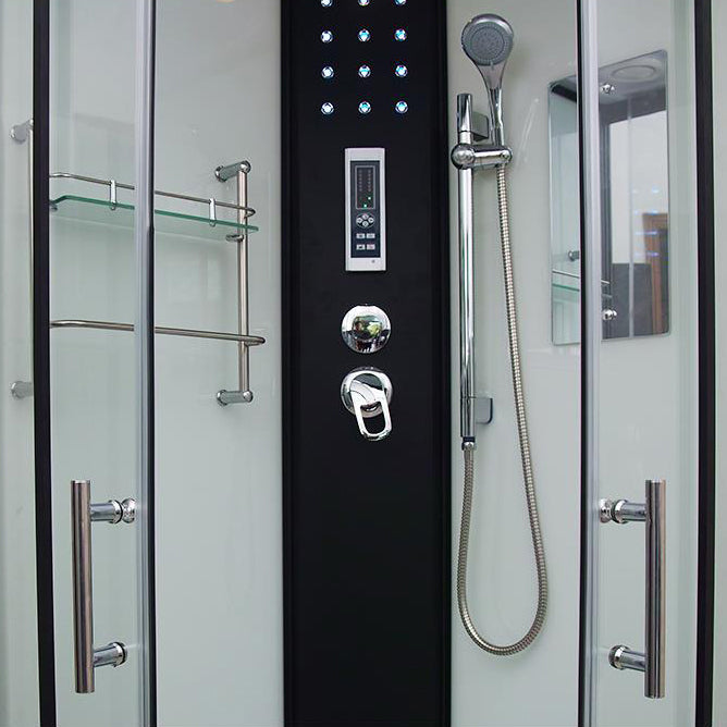 Framed Double Sliding Shower Kit Neo-Round Black Shower Stall Clearhalo 'Bathroom Remodel & Bathroom Fixtures' 'Home Improvement' 'home_improvement' 'home_improvement_shower_stalls_enclosures' 'Shower Stalls & Enclosures' 'shower_stalls_enclosures' 'Showers & Bathtubs' 7376501