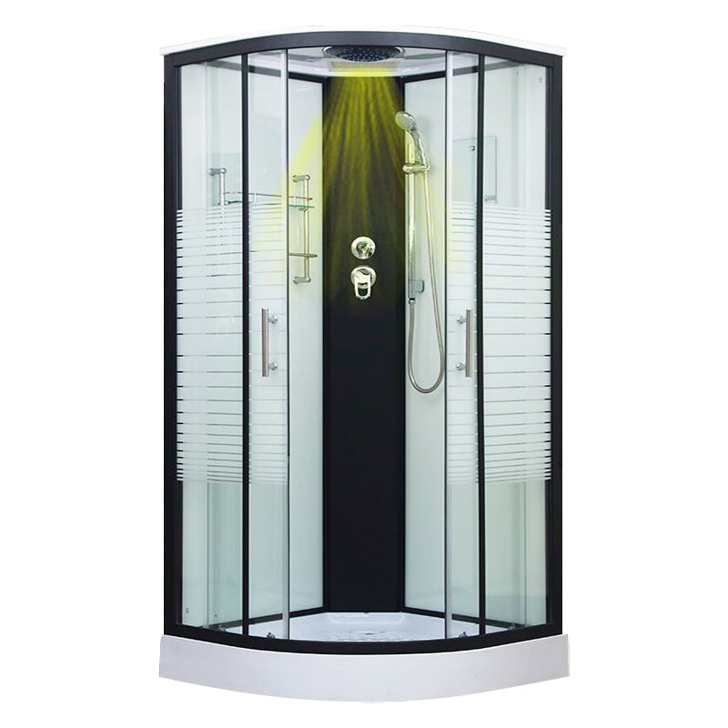 Framed Double Sliding Shower Kit Neo-Round Black Shower Stall 39"L x 39"W x 87"H No Folding Seat Yes Clearhalo 'Bathroom Remodel & Bathroom Fixtures' 'Home Improvement' 'home_improvement' 'home_improvement_shower_stalls_enclosures' 'Shower Stalls & Enclosures' 'shower_stalls_enclosures' 'Showers & Bathtubs' 7376502