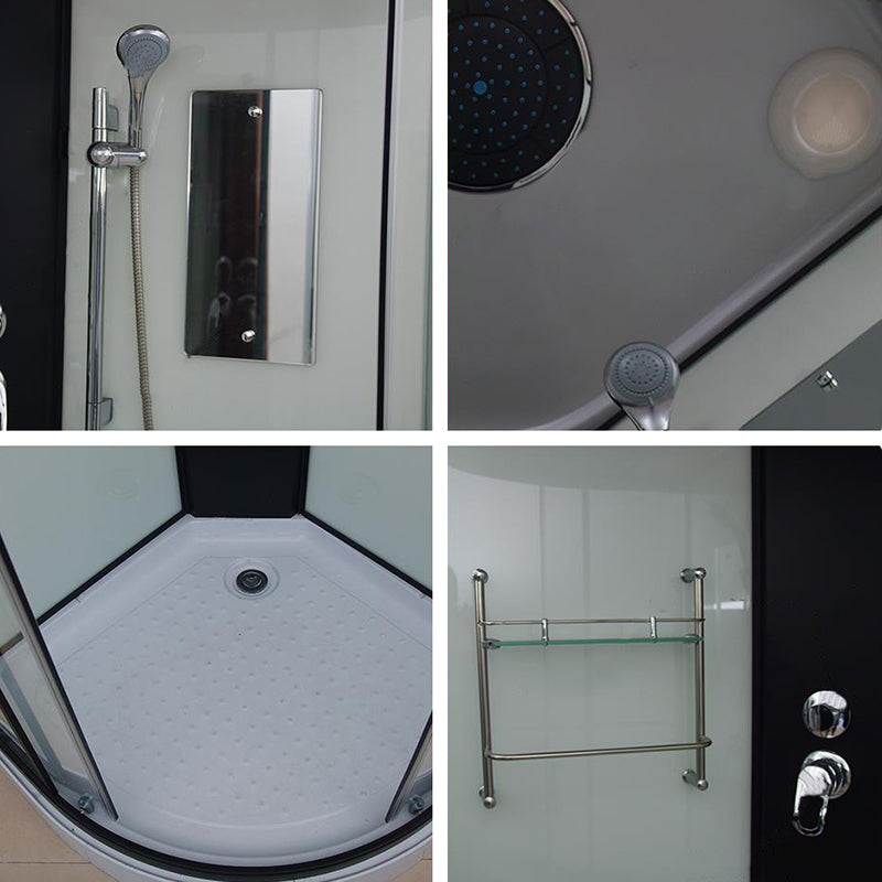 Framed Double Sliding Shower Kit Neo-Round Black Shower Stall Clearhalo 'Bathroom Remodel & Bathroom Fixtures' 'Home Improvement' 'home_improvement' 'home_improvement_shower_stalls_enclosures' 'Shower Stalls & Enclosures' 'shower_stalls_enclosures' 'Showers & Bathtubs' 7376505