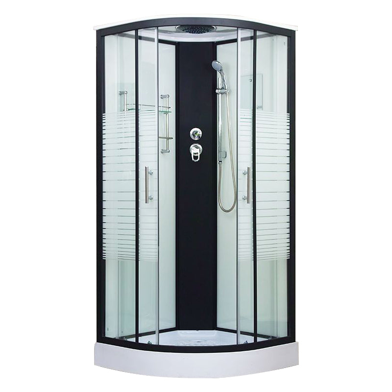 Kit de ducha corrediza doble con marco Cabina de ducha negra neo-redonda -  Clearhalo
