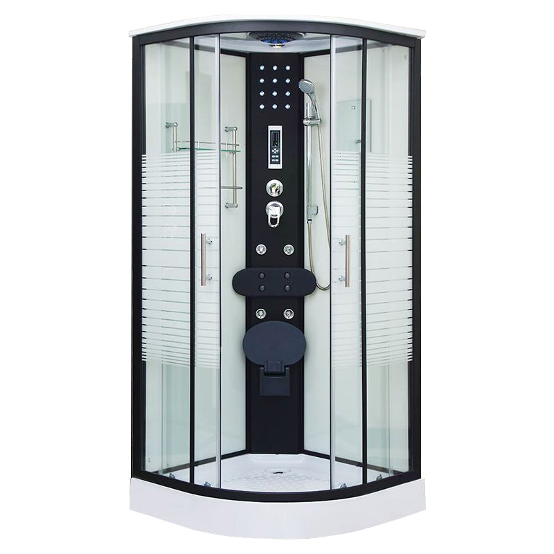 Framed Double Sliding Shower Kit Neo-Round Black Shower Stall 35.4"L x 35.4"W x 82.7"H Folding Seat Included 否 Clearhalo 'Bathroom Remodel & Bathroom Fixtures' 'Home Improvement' 'home_improvement' 'home_improvement_shower_stalls_enclosures' 'Shower Stalls & Enclosures' 'shower_stalls_enclosures' 'Showers & Bathtubs' 7376508