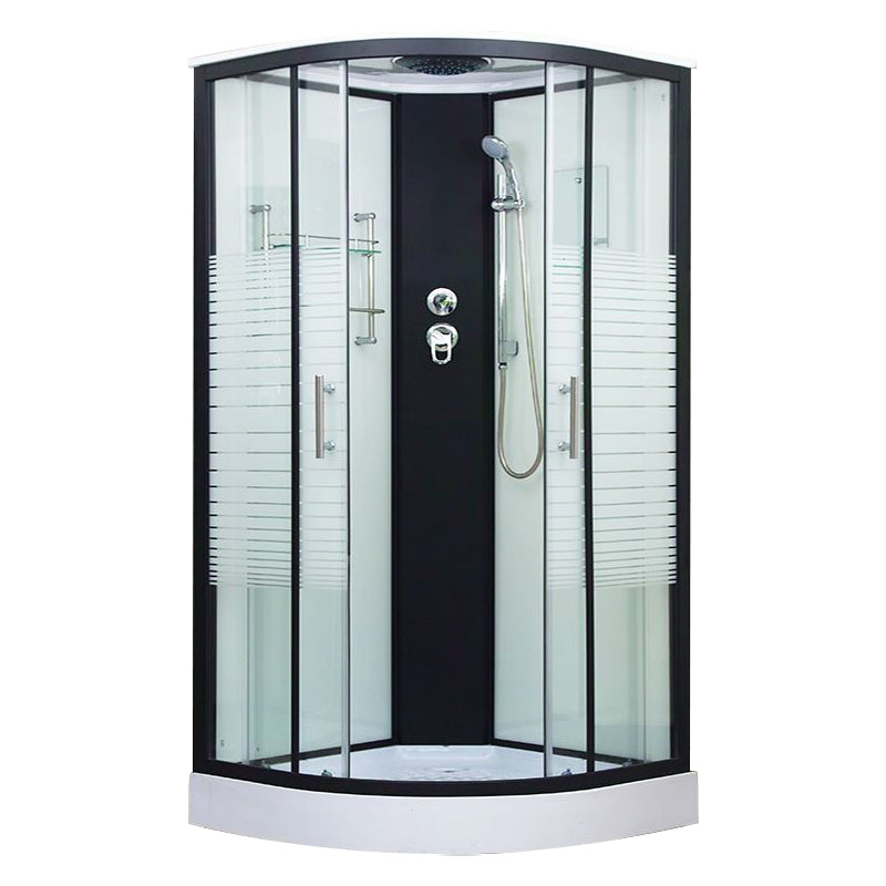 Framed Double Sliding Shower Kit Neo-Round Black Shower Stall 43.3"L x 43.3"W x 82.7"H No Folding Seat 否 Clearhalo 'Bathroom Remodel & Bathroom Fixtures' 'Home Improvement' 'home_improvement' 'home_improvement_shower_stalls_enclosures' 'Shower Stalls & Enclosures' 'shower_stalls_enclosures' 'Showers & Bathtubs' 7376509