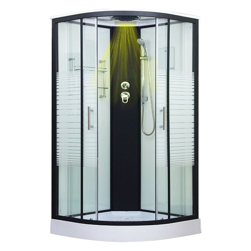 Framed Double Sliding Shower Kit Neo-Round Black Shower Stall 47"L x 47"W x 87"H No Folding Seat Yes Clearhalo 'Bathroom Remodel & Bathroom Fixtures' 'Home Improvement' 'home_improvement' 'home_improvement_shower_stalls_enclosures' 'Shower Stalls & Enclosures' 'shower_stalls_enclosures' 'Showers & Bathtubs' 7376510