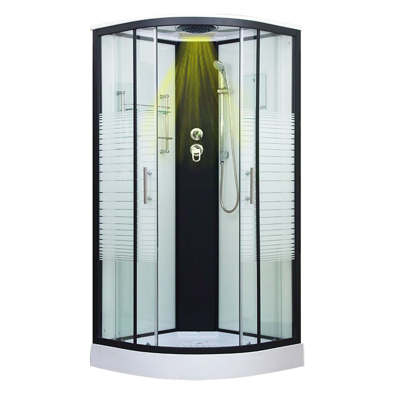 Framed Double Sliding Shower Kit Neo-Round Black Shower Stall 35"L x 35"W x 87"H No Folding Seat Yes Clearhalo 'Bathroom Remodel & Bathroom Fixtures' 'Home Improvement' 'home_improvement' 'home_improvement_shower_stalls_enclosures' 'Shower Stalls & Enclosures' 'shower_stalls_enclosures' 'Showers & Bathtubs' 7376511