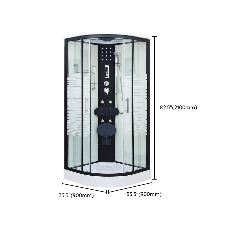 Framed Double Sliding Shower Kit Neo-Round Black Shower Stall Clearhalo 'Bathroom Remodel & Bathroom Fixtures' 'Home Improvement' 'home_improvement' 'home_improvement_shower_stalls_enclosures' 'Shower Stalls & Enclosures' 'shower_stalls_enclosures' 'Showers & Bathtubs' 7376514