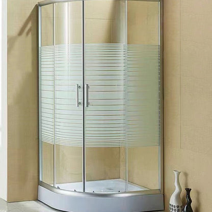 Clear Stainless Steel Shower Enclosure Framed Double Sliding Shower Kit Yes Clearhalo 'Bathroom Remodel & Bathroom Fixtures' 'Home Improvement' 'home_improvement' 'home_improvement_shower_stalls_enclosures' 'Shower Stalls & Enclosures' 'shower_stalls_enclosures' 'Showers & Bathtubs' 7376523