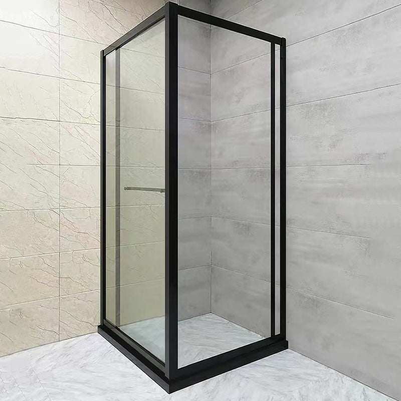 Square Black Shower Shower Enclosure Single Sliding Shower Enclosure Clearhalo 'Bathroom Remodel & Bathroom Fixtures' 'Home Improvement' 'home_improvement' 'home_improvement_shower_stalls_enclosures' 'Shower Stalls & Enclosures' 'shower_stalls_enclosures' 'Showers & Bathtubs' 7376538