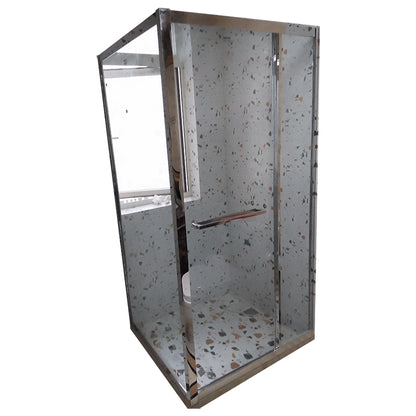 Square Black Shower Shower Enclosure Single Sliding Shower Enclosure Right Silver Clearhalo 'Bathroom Remodel & Bathroom Fixtures' 'Home Improvement' 'home_improvement' 'home_improvement_shower_stalls_enclosures' 'Shower Stalls & Enclosures' 'shower_stalls_enclosures' 'Showers & Bathtubs' 7376539