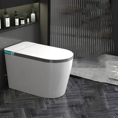 Heated Smart Floor Mount Bidet Elongated 17.3" H Ceramic Bidet in Cotton White Manual Lid (Standard) Clearhalo 'Bathroom Remodel & Bathroom Fixtures' 'Bidets' 'Home Improvement' 'home_improvement' 'home_improvement_bidets' 'Toilets & Bidets' 7376638