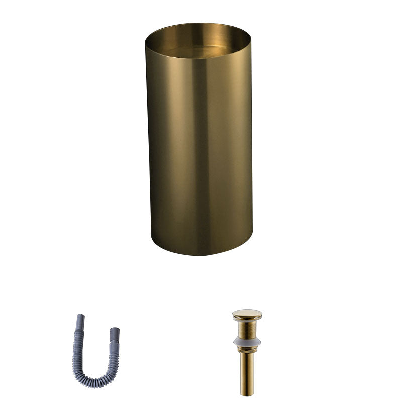 Contemporary Bathroom Sink with Faucet Round Metal Pedestal Bathroom Sink Bronze Unavailiable Sink Clearhalo 'Bathroom Remodel & Bathroom Fixtures' 'Bathroom Sinks & Faucet Components' 'Bathroom Sinks' 'bathroom_sink' 'Home Improvement' 'home_improvement' 'home_improvement_bathroom_sink' 7376789