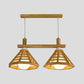Modernist 2 Bulbs Multiple Hanging Light Beige Polygon Cage Drop Pendant Lamp with Wood Shade Clearhalo 'Ceiling Lights' 'Modern Pendants' 'Modern' 'Pendant Lights' 'Pendants' Lighting' 737694
