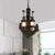 Clear Glass Black Chandelier Lighting Kerosene 2-Light Industrial Hanging Ceiling Light with Wood Anchor Design Black Clearhalo 'Cast Iron' 'Ceiling Lights' 'Chandeliers' 'Industrial Chandeliers' 'Industrial' 'Metal' 'Middle Century Chandeliers' 'Rustic Chandeliers' 'Tiffany' Lighting' 737712