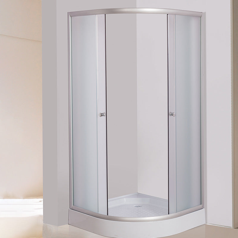Double Sliding Shower Bath Door Semi Frameless Shower Door in Silver Clearhalo 'Bathroom Remodel & Bathroom Fixtures' 'Home Improvement' 'home_improvement' 'home_improvement_shower_tub_doors' 'Shower and Tub Doors' 'shower_tub_doors' 'Showers & Bathtubs' 7377163